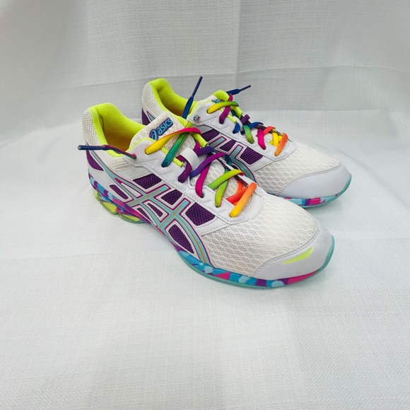 Asics Shoes - Asics Gel-Frantic 7 Running Shoes Womens 10 White Purple Teal Rainbow Sneakers